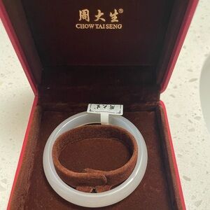 Chow Tai Seng's White Moonlight Chalcedony Bangle